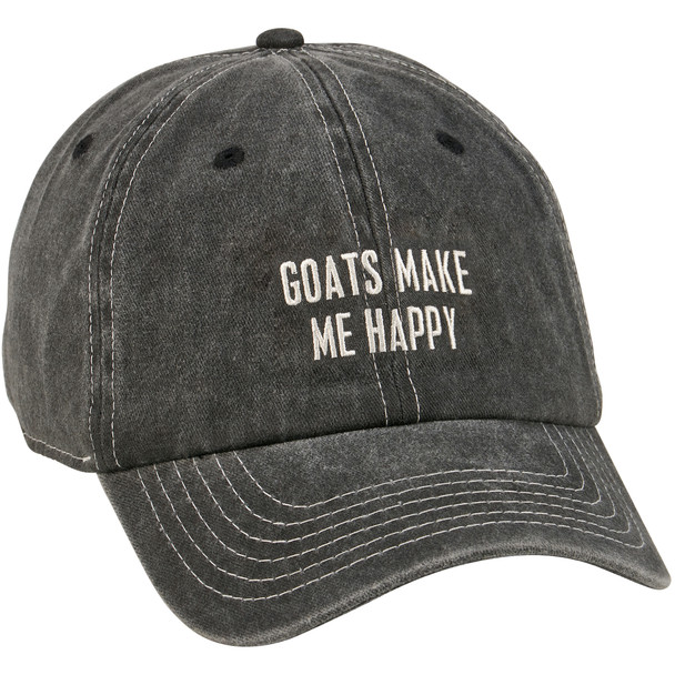 Stonewashed Adjustable Cotton Baseball Cap - Goats Make Me Happy - Farmhouse Collection from Primitives by Kathy