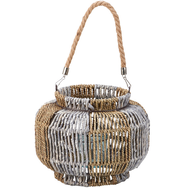 Decorative Rope Wrapped Candle Lantern - 11 In Diameter - 8.5 Inch Tall from Primitives by Kathy