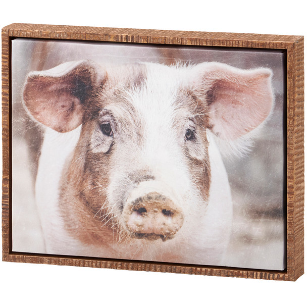Decorative Framed Canvas Wall Art Decor - Farmhouse Pig 10x8 - Homestead Collection from Primitives by Kathy