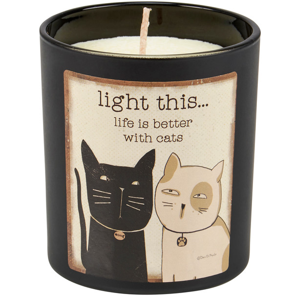 Cat Lover Jar Candle - Light This Life Is Better With Cats Sea Salt & Sage Scent - 35 Hour Burn Time from Primitives by Kathy