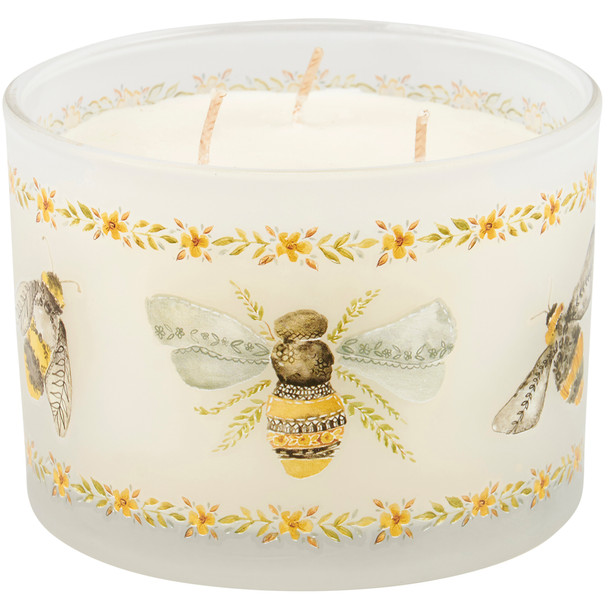 3 Wick Jar Candle - Bumblebee Floral Design - Lemongrass Scent - 30 Hour Burn Time from Primitives by Kathy