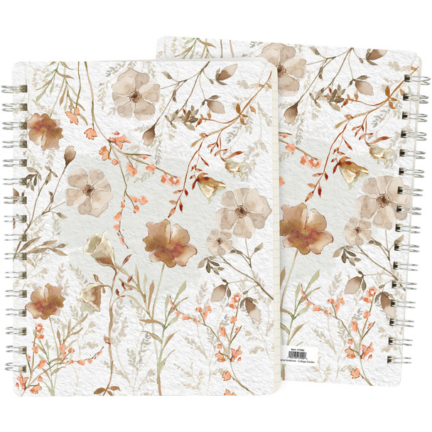 Double Sided Spiral Notebook - Cottage Garden Flower Design - 120 Lined Pages from Primitives by Kathy