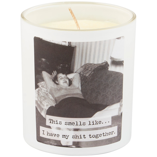 Trash Talk by Annie Vintage Themed Jar Candle - Smells Like I Have My Shit Together - Sea Salt & Sage Scent from Primitives by Kathy