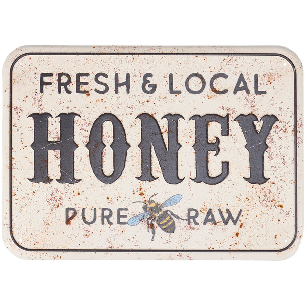 Decorative Rustic Themed Metal Wall Decor Sign - Fresh & Local Honey 14x10 - Homestead Collection from Primitives by Kathy
