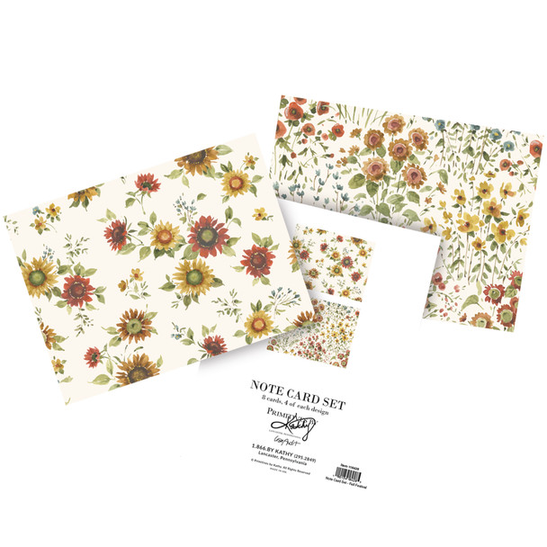 Set of 8 Notecards With Envelopes - Fall Days Fall Foilage Design from Primitives by Kathy