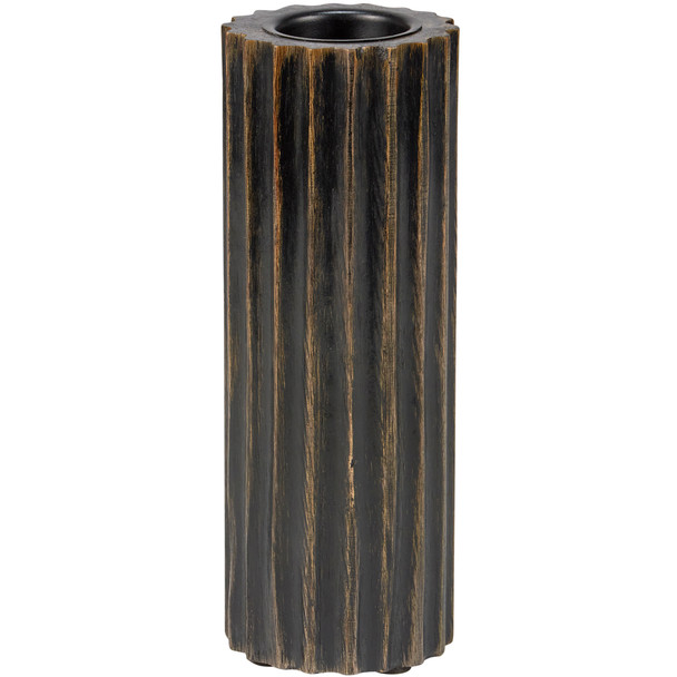 Decorative Distressed Design Wooden Ribbed Cylinder Candle Holder 8 Inch from Primitives by Kathy