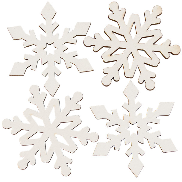 Set of 24 Decorative Wooden Snowflake Figurines - 1.75 Inch Diameter Set from Primitives by Kathy