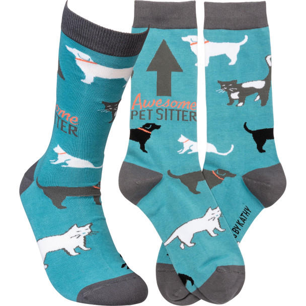 Awesome Pet Sitter Colorfully Printed Cotton Socks from Primitives by Kathy