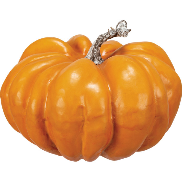 Decorative Large Orange Pumpkin Figurine Decor 8.5 In - Fall Collection from Primitives by Kathy