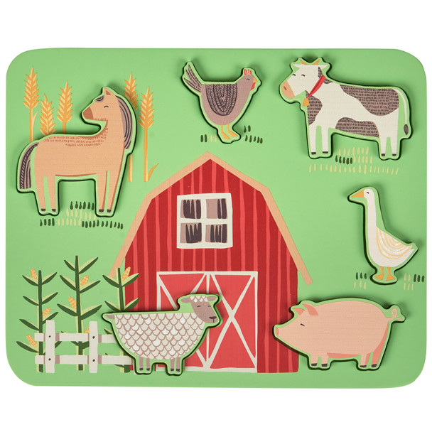 6 Piece Wooden Puzzle Set - Farm Animals - Baby & Kids Collection from Primitives by Kathy