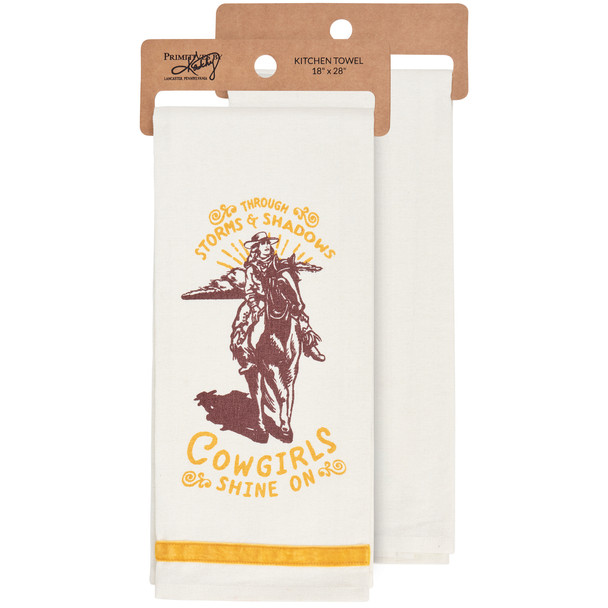Cotton & Velvet Kitchen Dish Towel - Cowgirl Through Storms & Shadows 18x28 - Western Collection from Primitives by Kathy