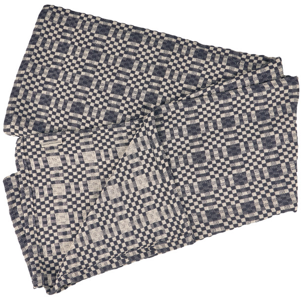 Decorative Cotton Tablecloth - Square 52x52 - Navy & Cream Checkered Pattern from Primitives by Kathy