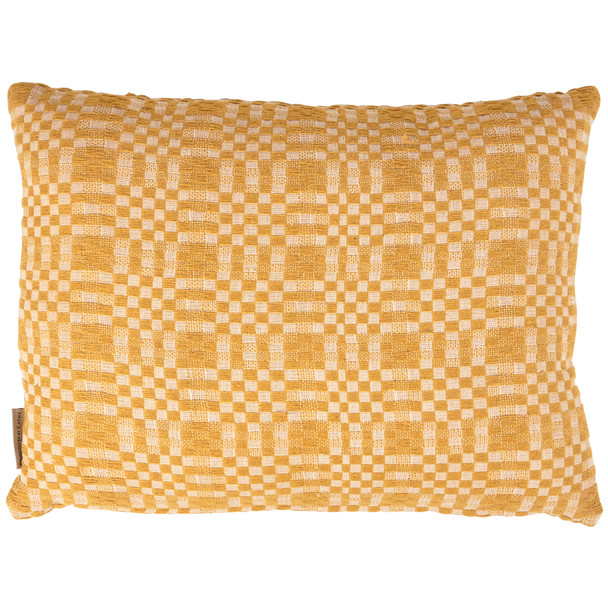Decorative Double Sided Cotton Throw Pillow - Gold & Cream Checkered Pattern 20x14 from Primitives by Kathy