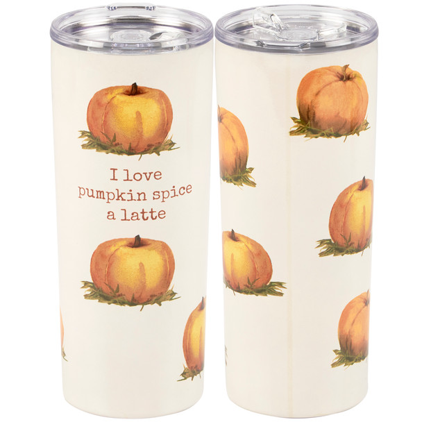 Stainless Steel Insulated Coffee Tumbler Thermos - I Love Pumpkin Spice A Latte - 20 OZ from Primitives by Kathy