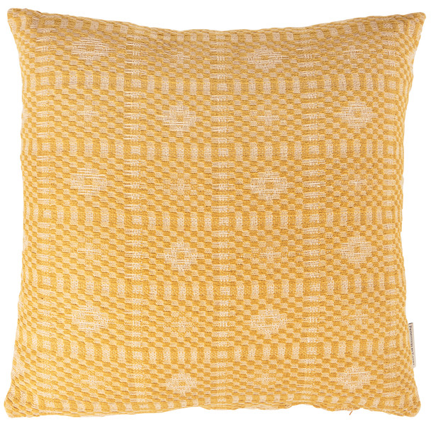 Decorative Cotton Throw Pillow - Gold & Cream Diamond Pattern 18x18 from Primitives by Kathy