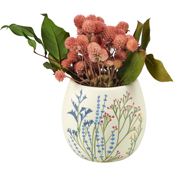 Decorative Ceramic Planter - Wildflower Print Design 4.75 In x 5.25 In from Primitives by Kathy