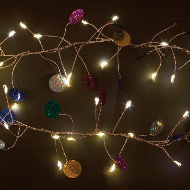 Round Multi String Lights - Confetti Accents - 59 Inch Long (Battery Operated) from Primitives by Kathy