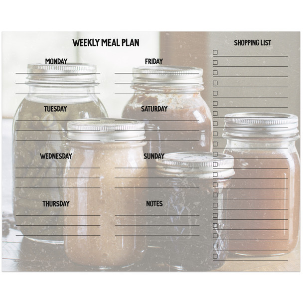 Weekly Meal & Shopping List Notepad - Canning Jar Themed - 60 Pages from Primitives by Kathy