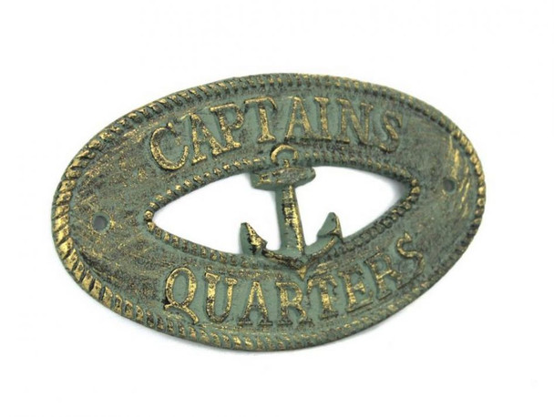 Handcrafted Antique Bronze Cast Iron Captains Quarters with Anchor Sign 8" from Hampton Creations