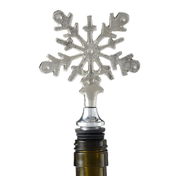 Wine Bottle Stopper - Silver Snowflake - Aluminum & Brass from Design Imports