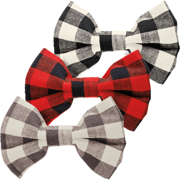 Large Dog Bow Ties| Set of 3 } Multicolor Buffalo Check Design from Primitives by Kathy