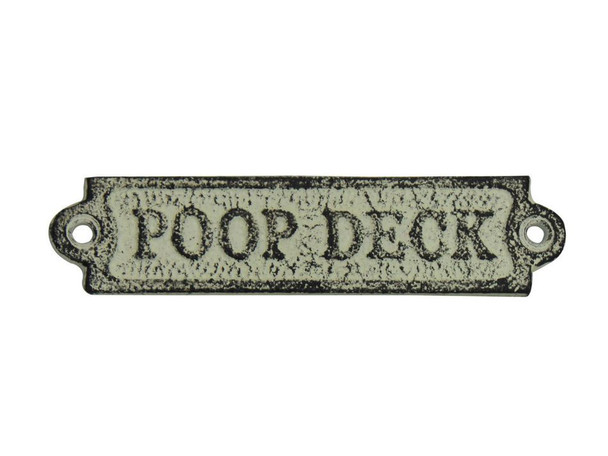 Handcrafted Whitewashed Cast Iron Poop Deck Sign 6" from Hampton Creations Handcrafted Whitewashed Cast Iron Poop Deck Sign 6" from Hampton Creations