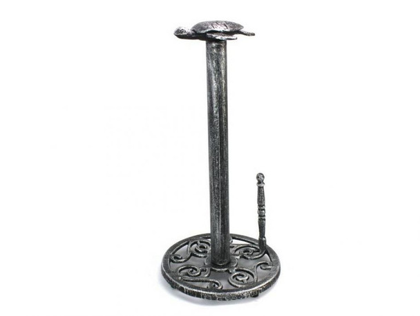 Handcrafted Antique Silver Cast Iron Sea Turtle Paper Towel Holder 13" from Hampton Creations