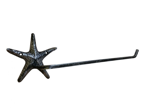 Handcrafted Rustic Silver Cast Iron Starfish Wall Mounted Paper Towel Holder 18" from Hampton Creations Handcrafted Rustic Silver Cast Iron Starfish Wall Mounted Paper Towel Holder 18" from Hampton Creations