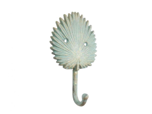 Handcrafted Antique Seaworn Bronze Cast Iron Wall Mounted Decorative Metal Palm Frond Hook 7" from Hampton Creations