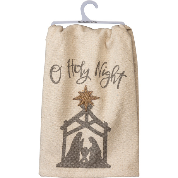 Nativity Scene O Holy Night Cotton Dish Towel 28x28 from Primitives by Kathy