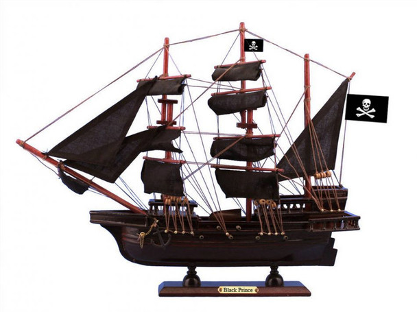 Handcrafted Wooden Ben Franklin's Black Prince Black Sails Pirate Ship Model 15" from Hampton Creations