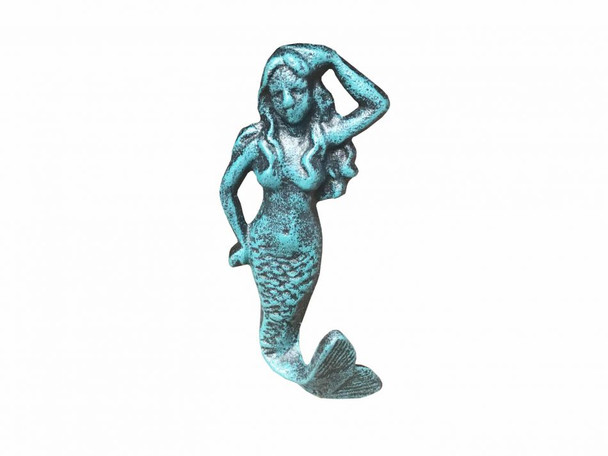 Handcrafted Seaworn Blue Cast Iron Mermaid Hook 6" from Hampton Creations