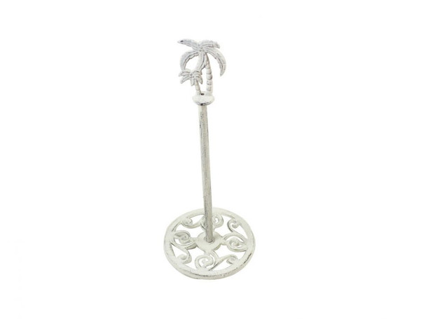 Handcrafted Whitewashed Cast Iron Palm Tree Extra Toilet Paper Stand 17" from Hampton Creations