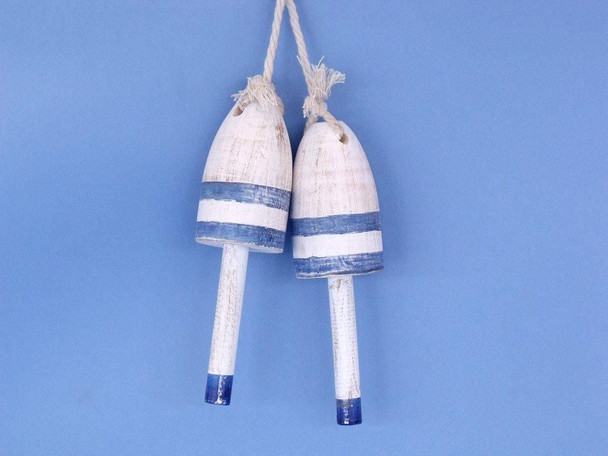 Handcrafted Wooden Vintage Dark Blue Maine Decorative Lobster Trap Buoy 7" - Set of 2 from Hampton Creations