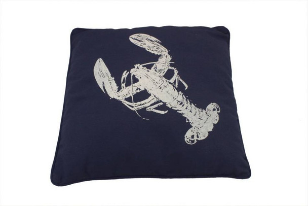Handcrafted Navy Blue and White Lobster Pillow 16" from Hampton Creations