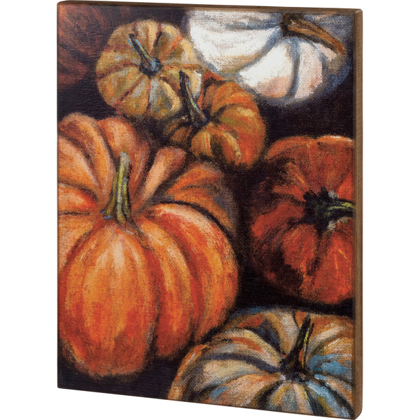 Multicolored Pumpkins Collage Decorative Wooden Wall Décor Sign 20x26 from Primitives by Kathy