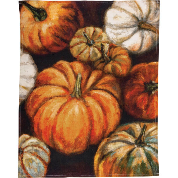 Colorful Pumpkins Collage Cotton Dish Towel 20x26 from Primitives by Kathy