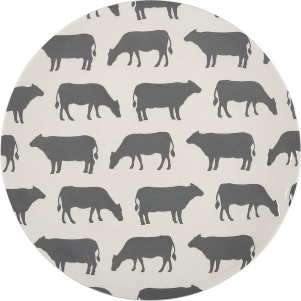 Gray Farms Cows Design Large Decorative Stoneware Plate 10 Inch Diameter from Primitives by Kathy