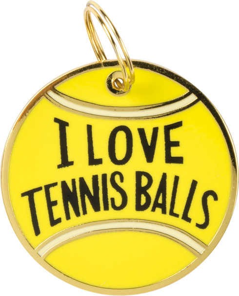 I Love Tennis Balls Dog Collar Charm by Artist LOL Made You Smile from Primitives by Kathy