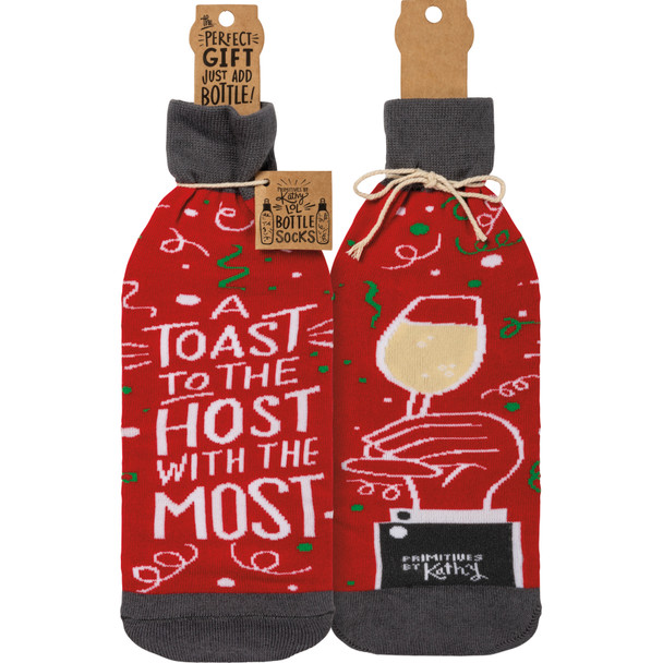 A Toast To The Host With The Most Wine Bottle Sock Holder from Primitives by Kathy