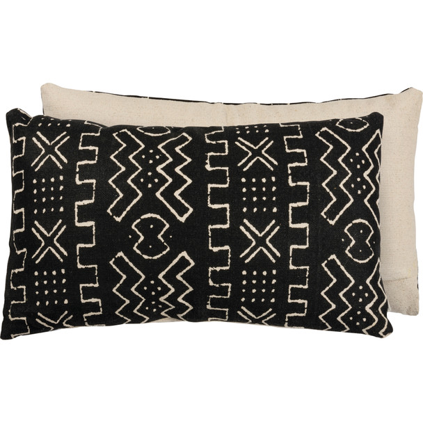 Black & Cream Geometric Design Decorative Cotton Throw Pillow 25x15 from Primitives by Kathy