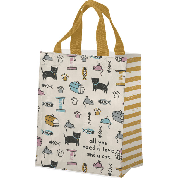 Cat Lover All You Need Is Love And A Cat Double Sided Daily Tote Bag from Primitives by Kathy