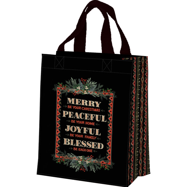 Christmas Greenery Merry Be Your Christmas Joyful Be Your Family Daily Tote Bag from Primitives by Kathy
