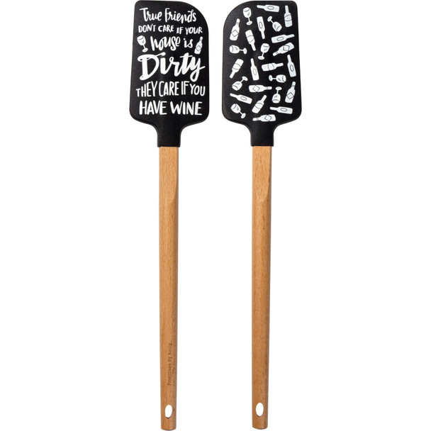 True Friends Care If You Have Wine Double Sided Kitchen Spatula from Primitives by Kathy