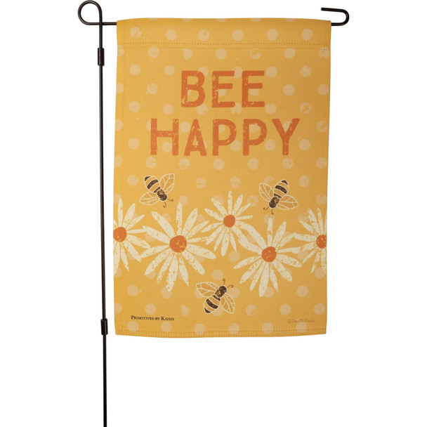 Daisies & Bumblebee Design Bee Happy Garden Flag 12x18 from Primitives by Kathy