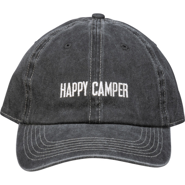 Happy Camper Charcoal & White Cotton Baseball Cap from Primitives by Kathy
