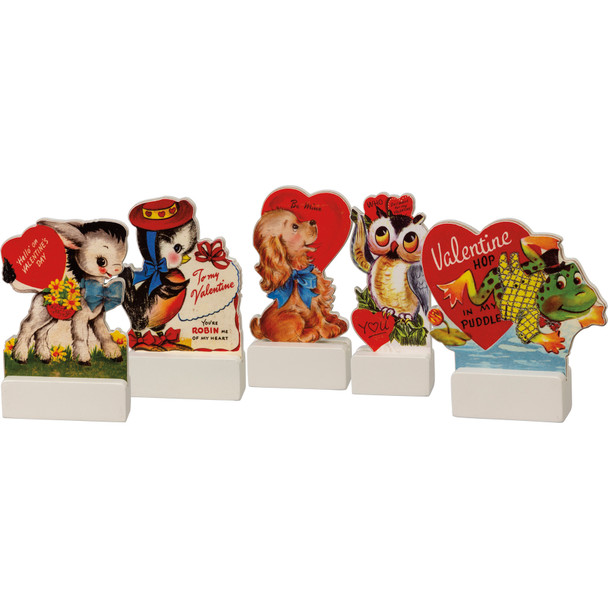 Retro Themed Stand Up Valentines Day Signs Set of 5 from Primitives by Kathy