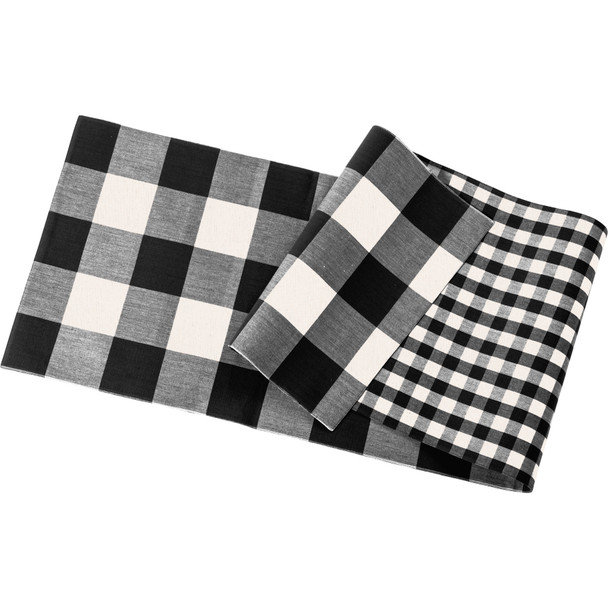 Black & White Buffalo Check Decorative Cotton Table Runner Cloth 56x15 from Primitives by Kathy