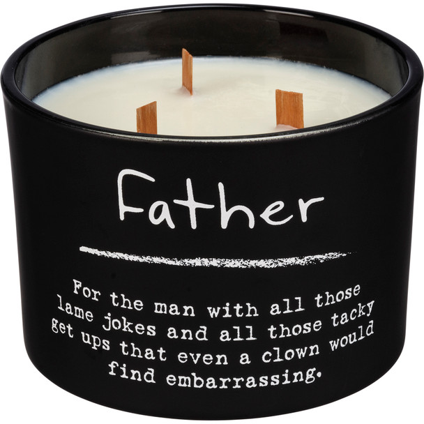 Matte Black Father Sentiments Soy Based Wax Candle (Lemongrass Scent) from Primitives by Kathy