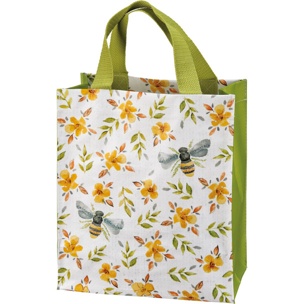 Bumblebee & Floral Print Design Double Sided Daily Tote Bag from Primitives by Kathy